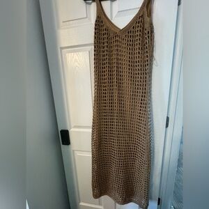 Zara fishnet gold midi dress size small
